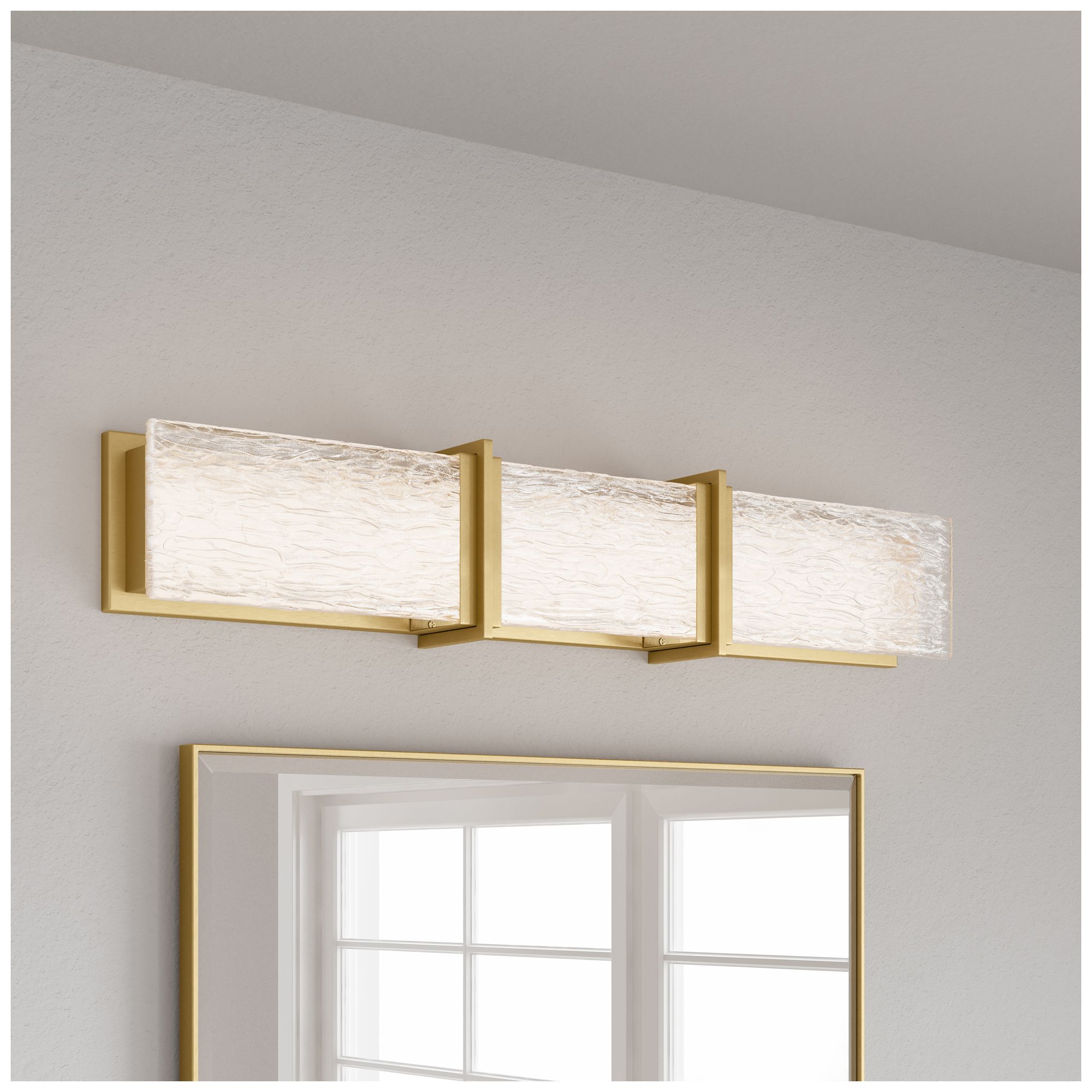 Thumbnail2 of Minka Lavery Lumina LED 30.5-in Legacy Brass Vanity Light with Glass Shade more views