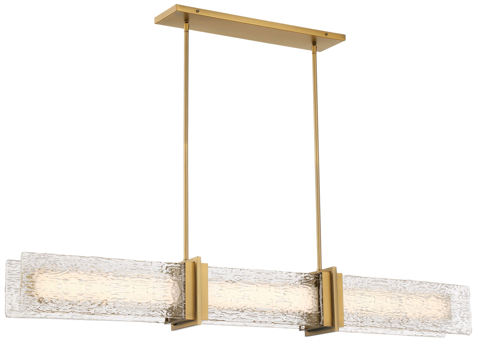 Image 2 Minka-Lavery Lumina LED 52-in Brass Linear Chandelier with Glass Shade
