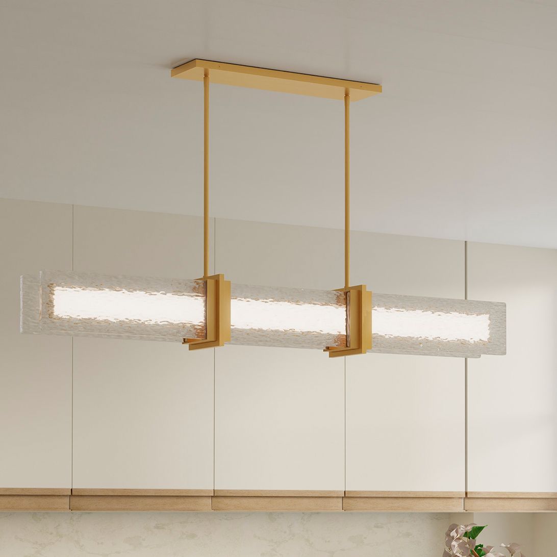 Minka-Lavery Lumina LED 52-in Brass Linear Chandelier with Glass Shade