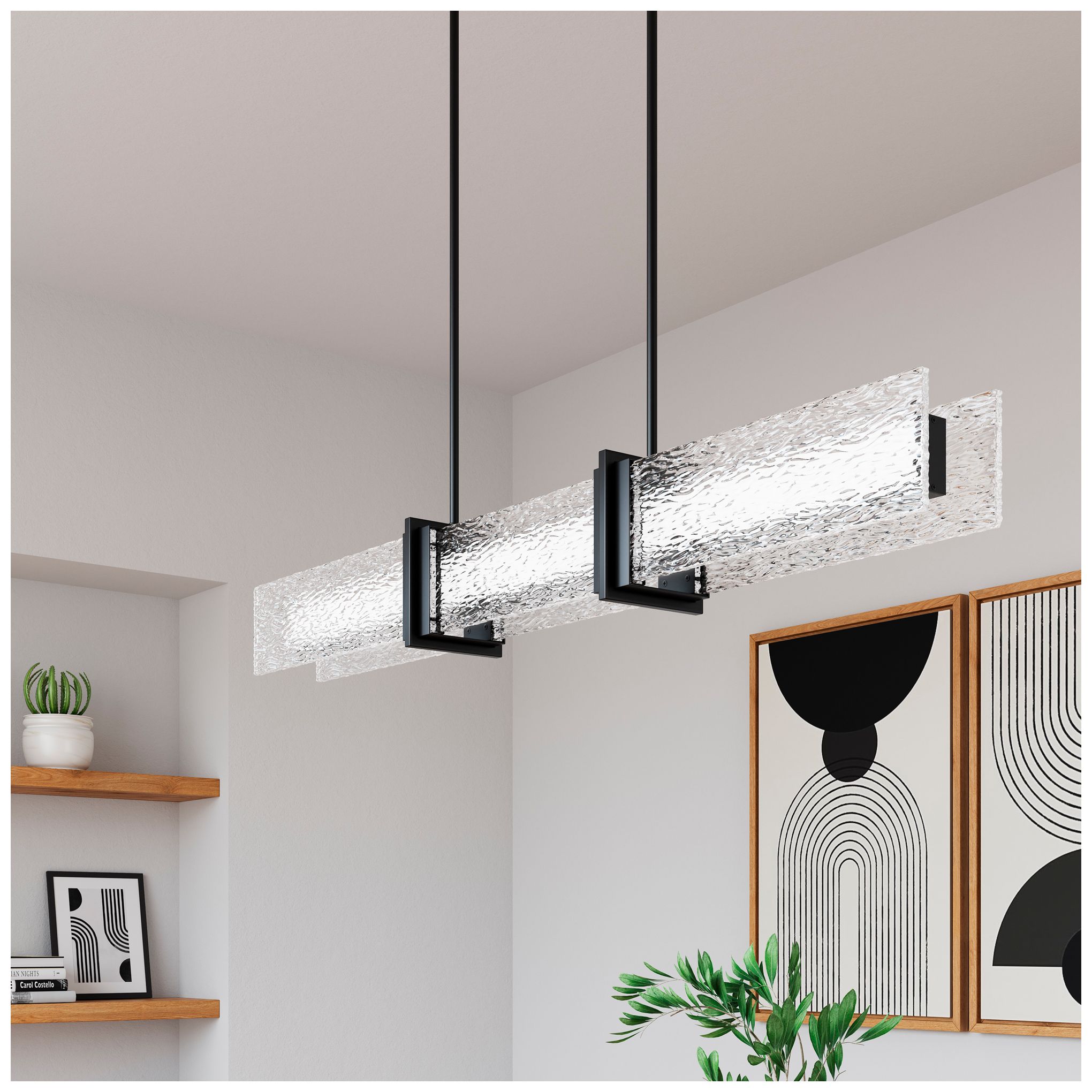 Image 2 Minka Lavery Lumina LED 52-in Dark Matte Black Linear Chandelier with Shade more views
