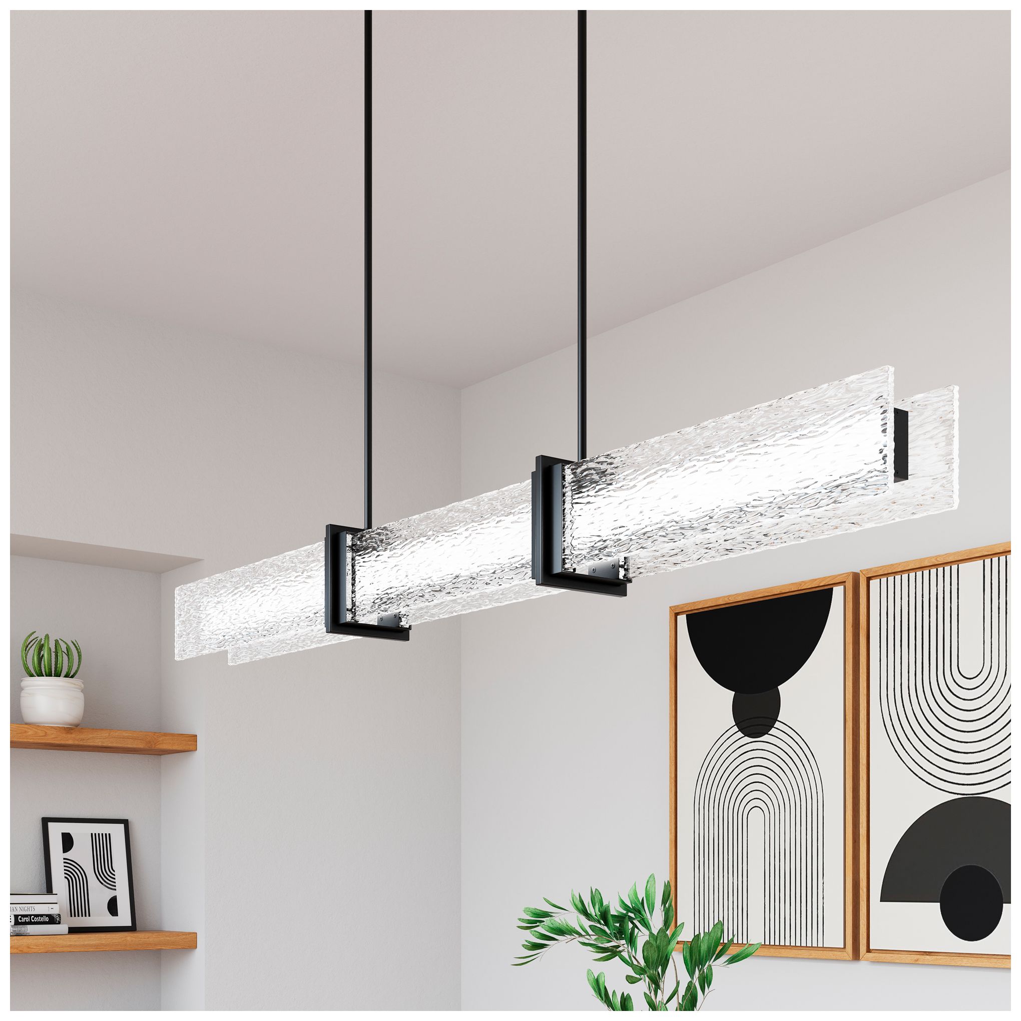 Thumbnail2 of Minka Lavery Lumina LED 66-in Dark Matte Black Linear Chandelier with Shade more views