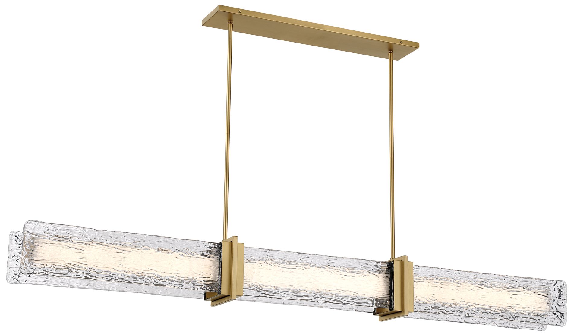Thumbnail3 of Minka Lavery Lumina LED 66-in Legacy Brass Linear Chandelier with Shade more views