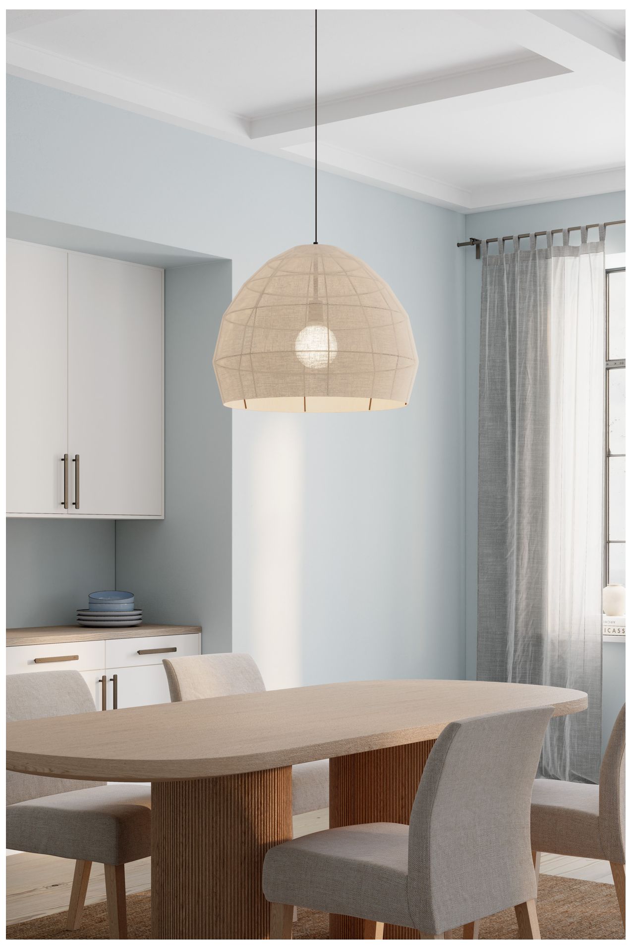 Image 2 Minka Lavery Lunel 1-Light 24-in Dark Bronze Pendant with Linen Shade more views