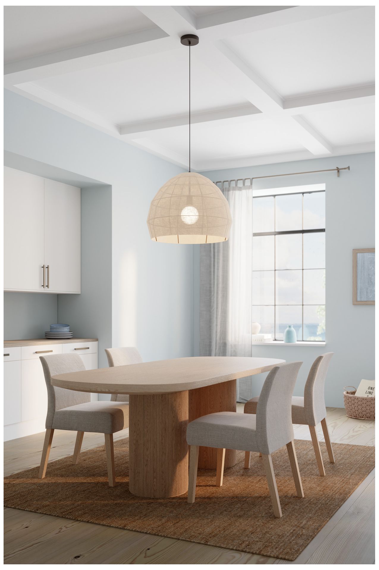 Image 4 Minka Lavery Lunel 1-Light 24-in Dark Bronze Pendant with Linen Shade more views