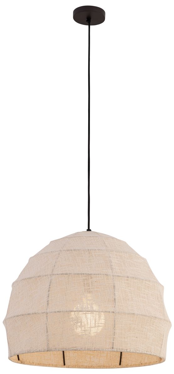 Image 7 Minka Lavery Lunel 1-Light 24-in Dark Bronze Pendant with Linen Shade more views