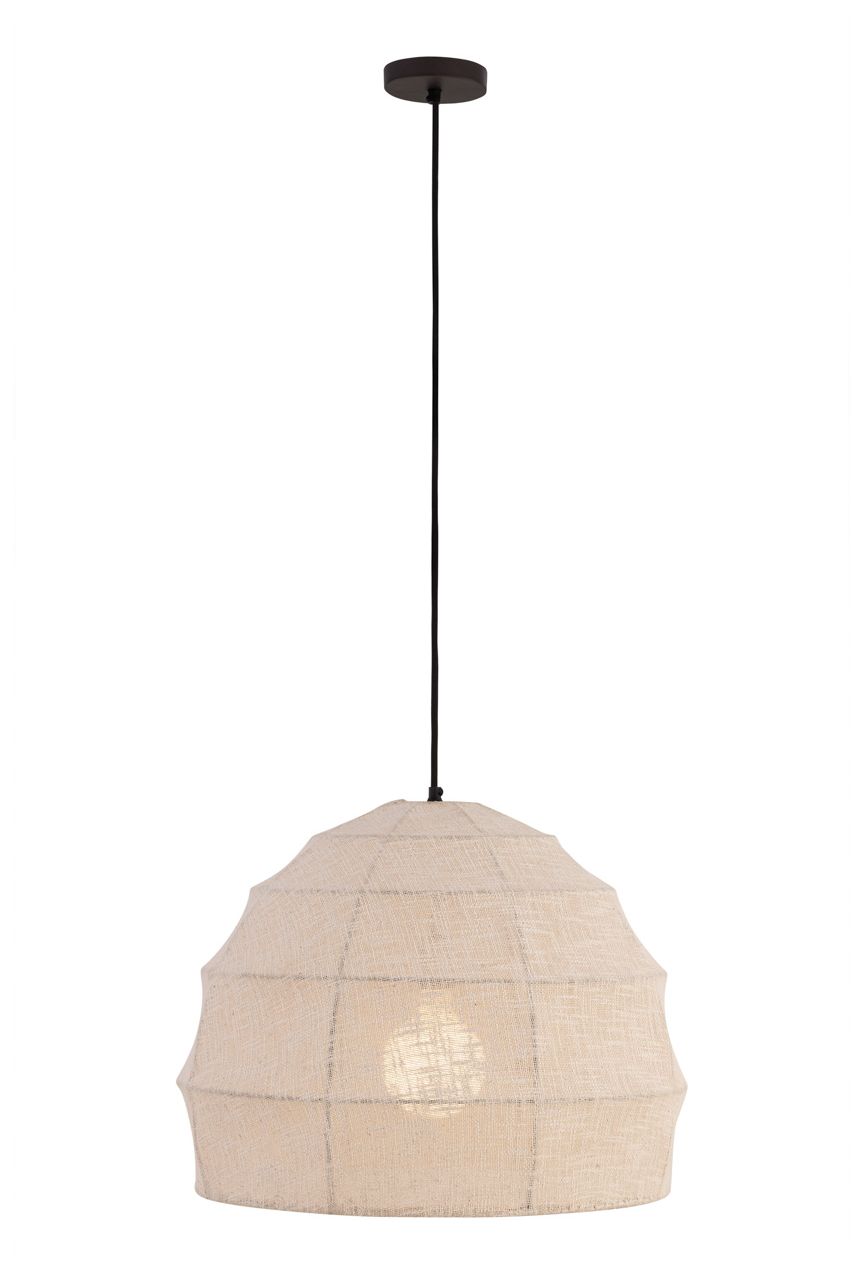 Minka Lavery Lunel 1-Light 24-in Dark Bronze Pendant with Linen Shade