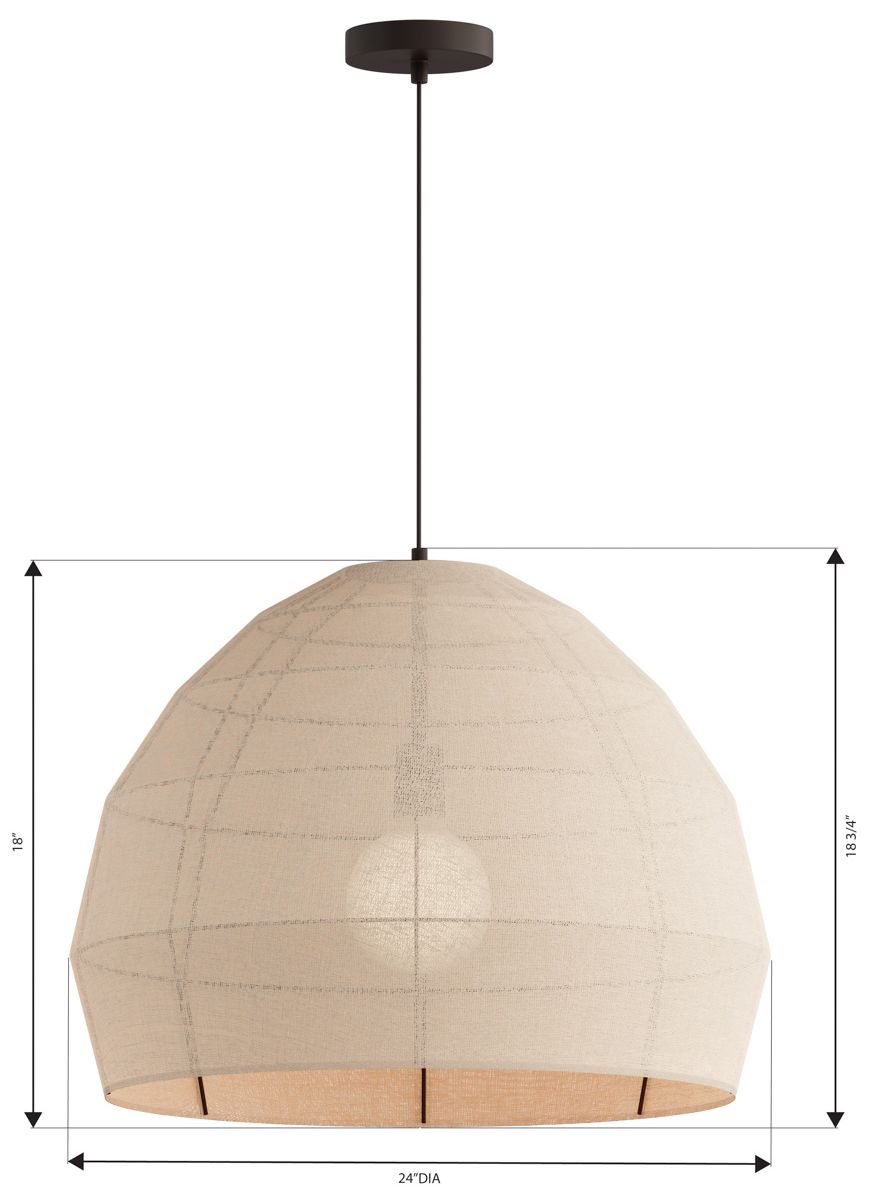 Minka Lavery Lunel 1-Light 24-in Dark Bronze Pendant with Linen Shade