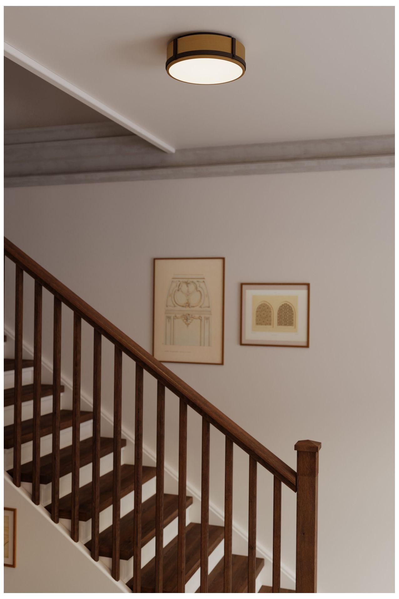Thumbnail2 of Minka Lavery Lynca 5CCT LED 13.75-in Legacy Brass and Black Flush Mount more views