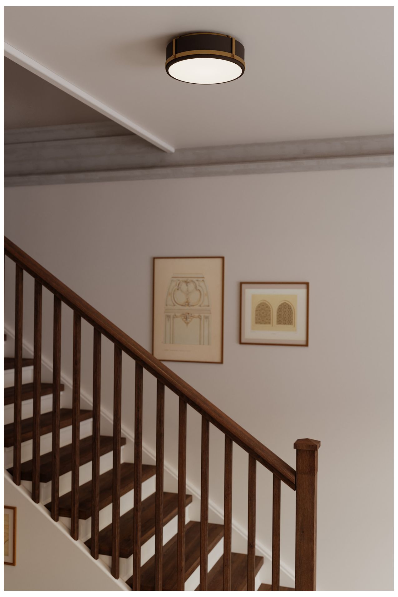 Thumbnail2 of Minka Lavery Lynca 5CCT LED 13.75-in Legacy Brass and Bronze Flush Mount more views