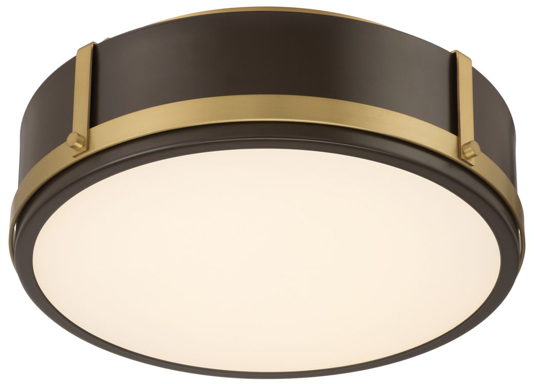 Thumbnail3 of Minka Lavery Lynca 5CCT LED 13.75-in Legacy Brass and Bronze Flush Mount more views