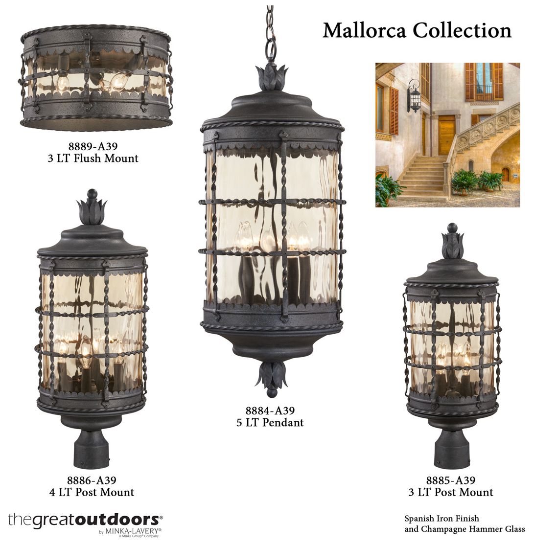 Minka Lavery Mallorca Collection 16" High Iron Outdoor Wall Light in scene