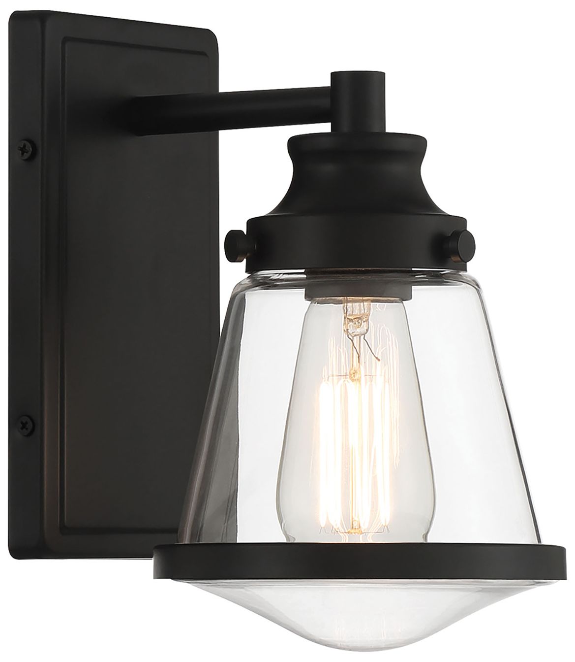 Minka-Lavery Mannsdale 1-Light Black Vanity Light with Clear Glass Shade