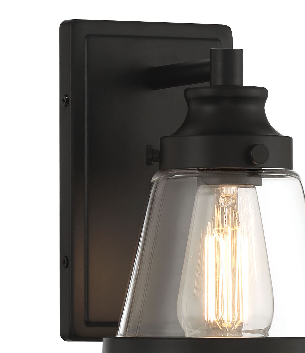 Image 2 Minka-Lavery Mannsdale 1-Light Black Vanity Light with Clear Glass Shade more views