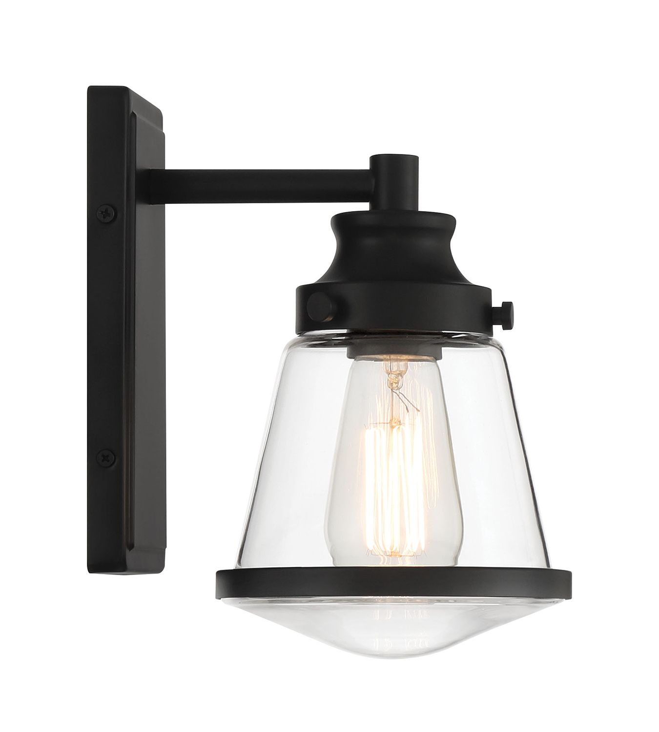 Image 3 Minka-Lavery Mannsdale 1-Light Black Vanity Light with Clear Glass Shade more views