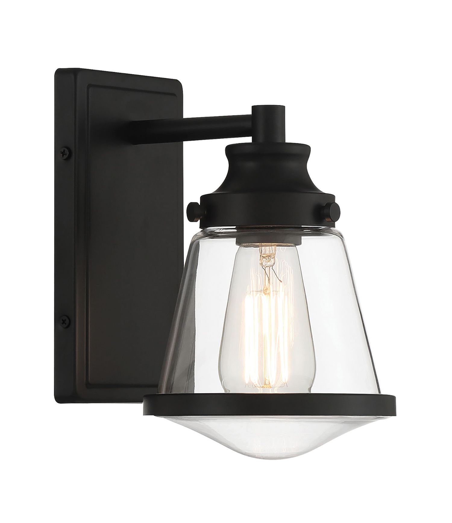 Image 4 Minka-Lavery Mannsdale 1-Light Black Vanity Light with Clear Glass Shade more views