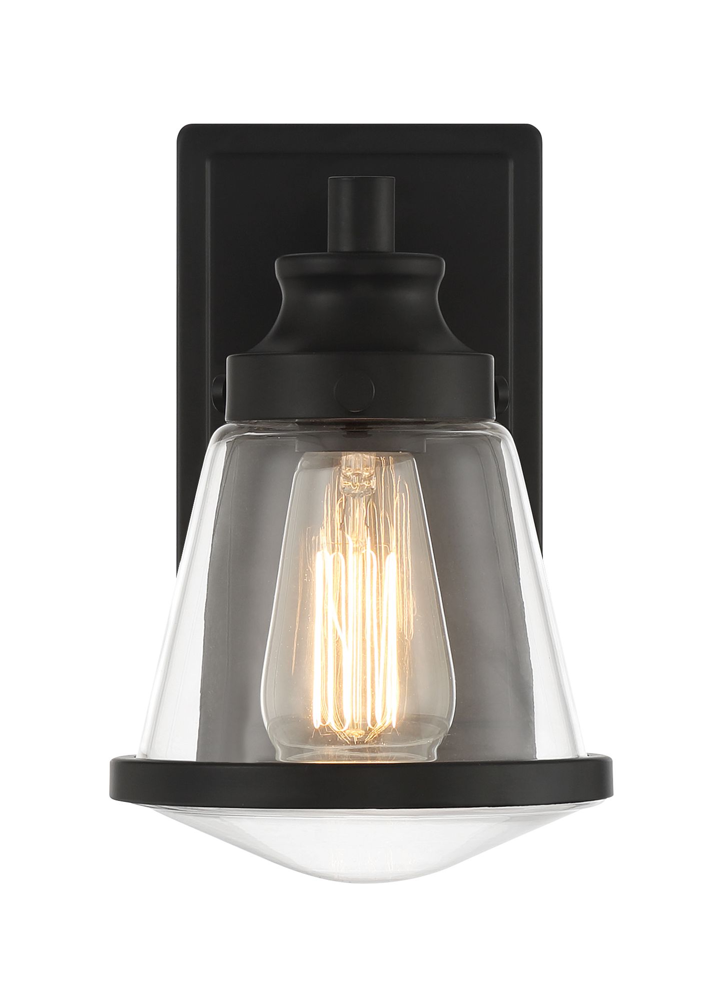 Image 5 Minka-Lavery Mannsdale 1-Light Black Vanity Light with Clear Glass Shade more views