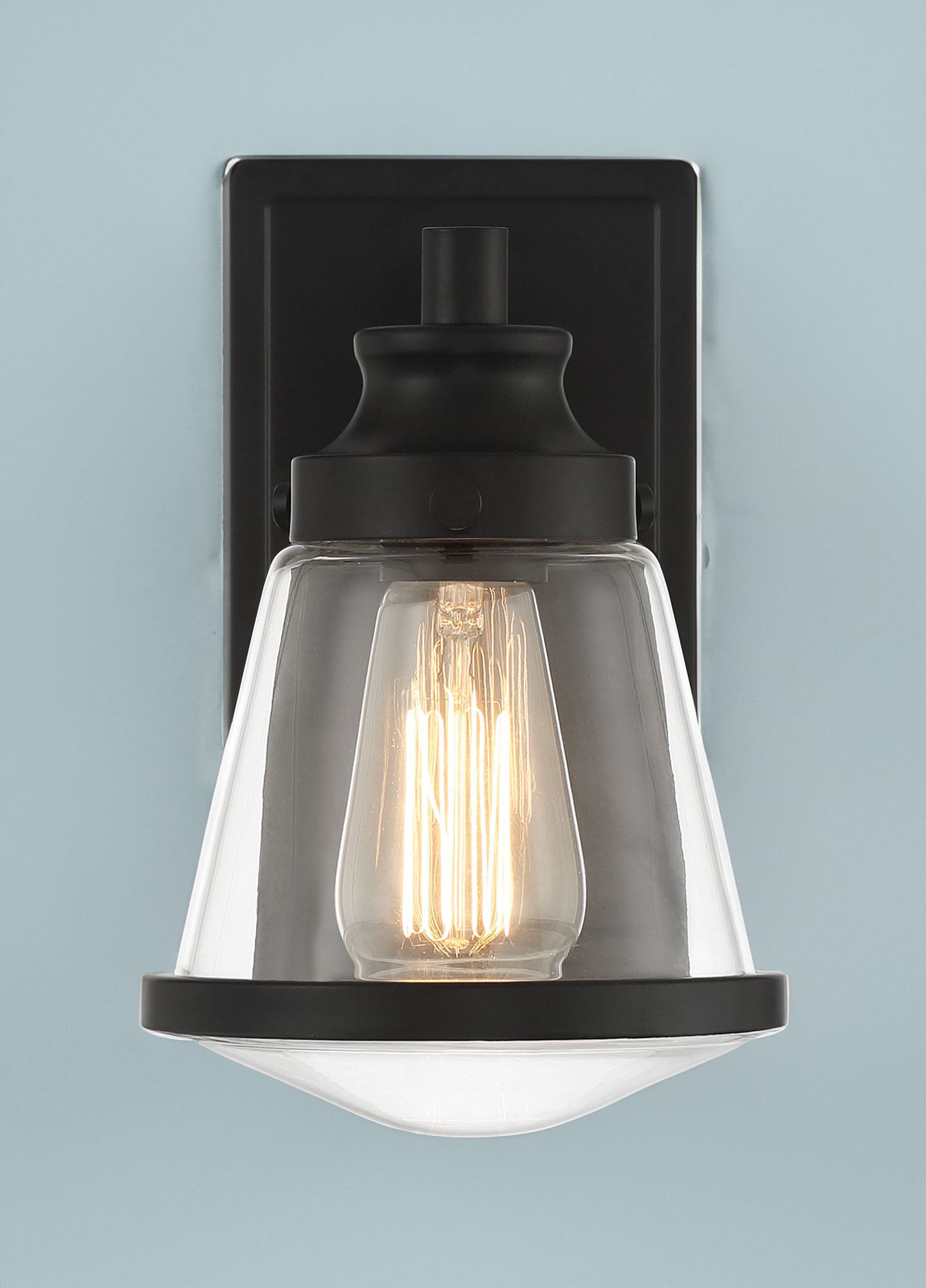 Image 7 Minka-Lavery Mannsdale 1-Light Black Vanity Light with Clear Glass Shade more views