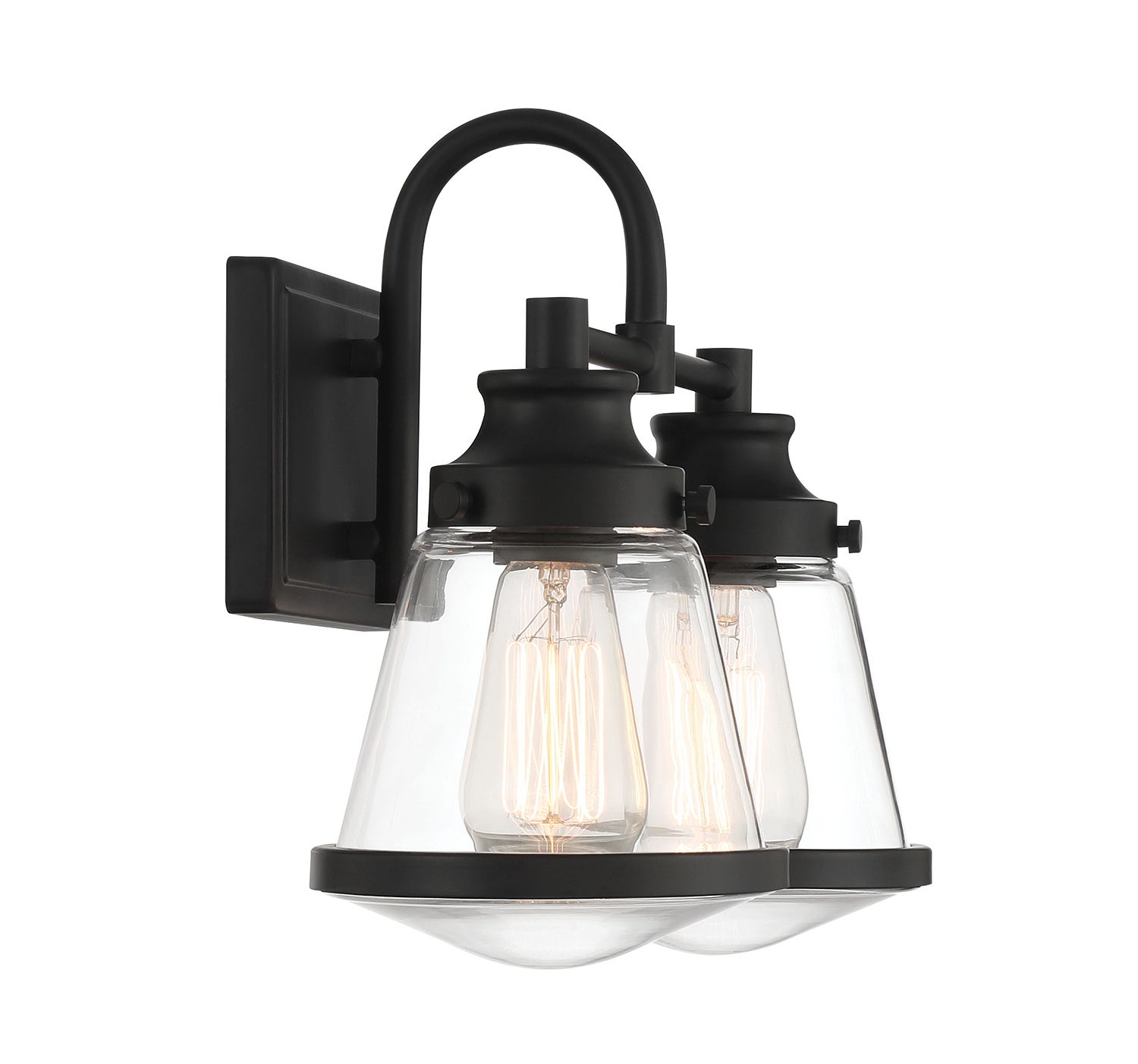 Image 4 Minka-Lavery Mannsdale 2-Light Black Vanity Light with Clear Glass Shades more views