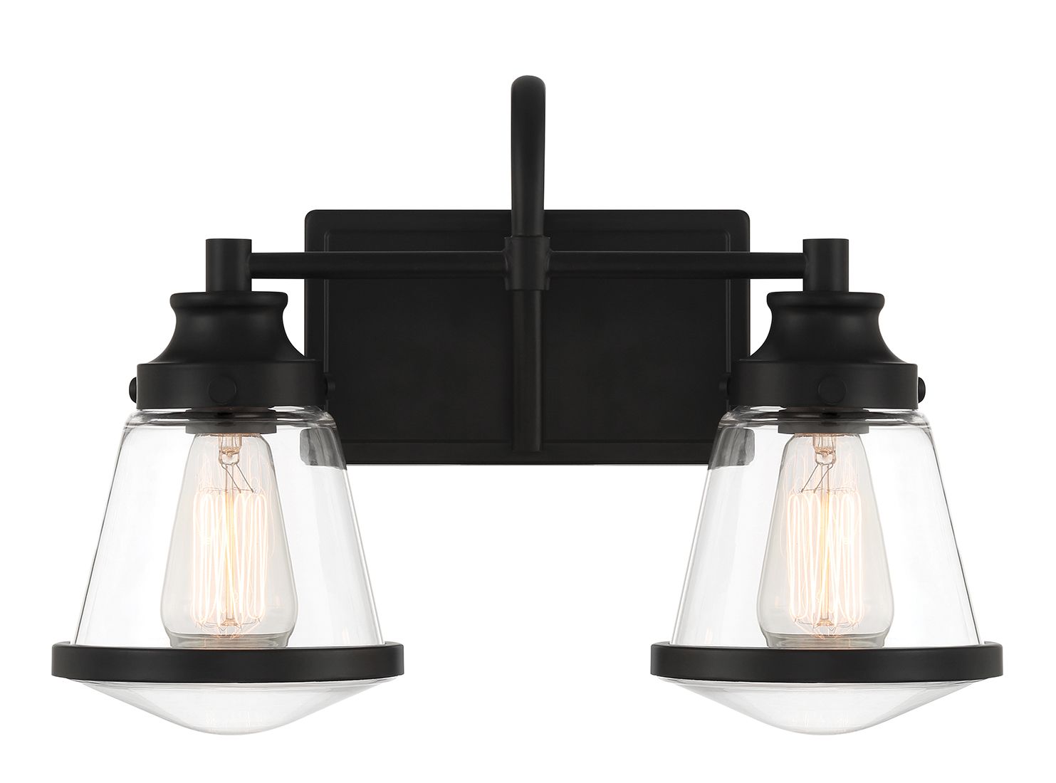 Image 5 Minka-Lavery Mannsdale 2-Light Black Vanity Light with Clear Glass Shades more views