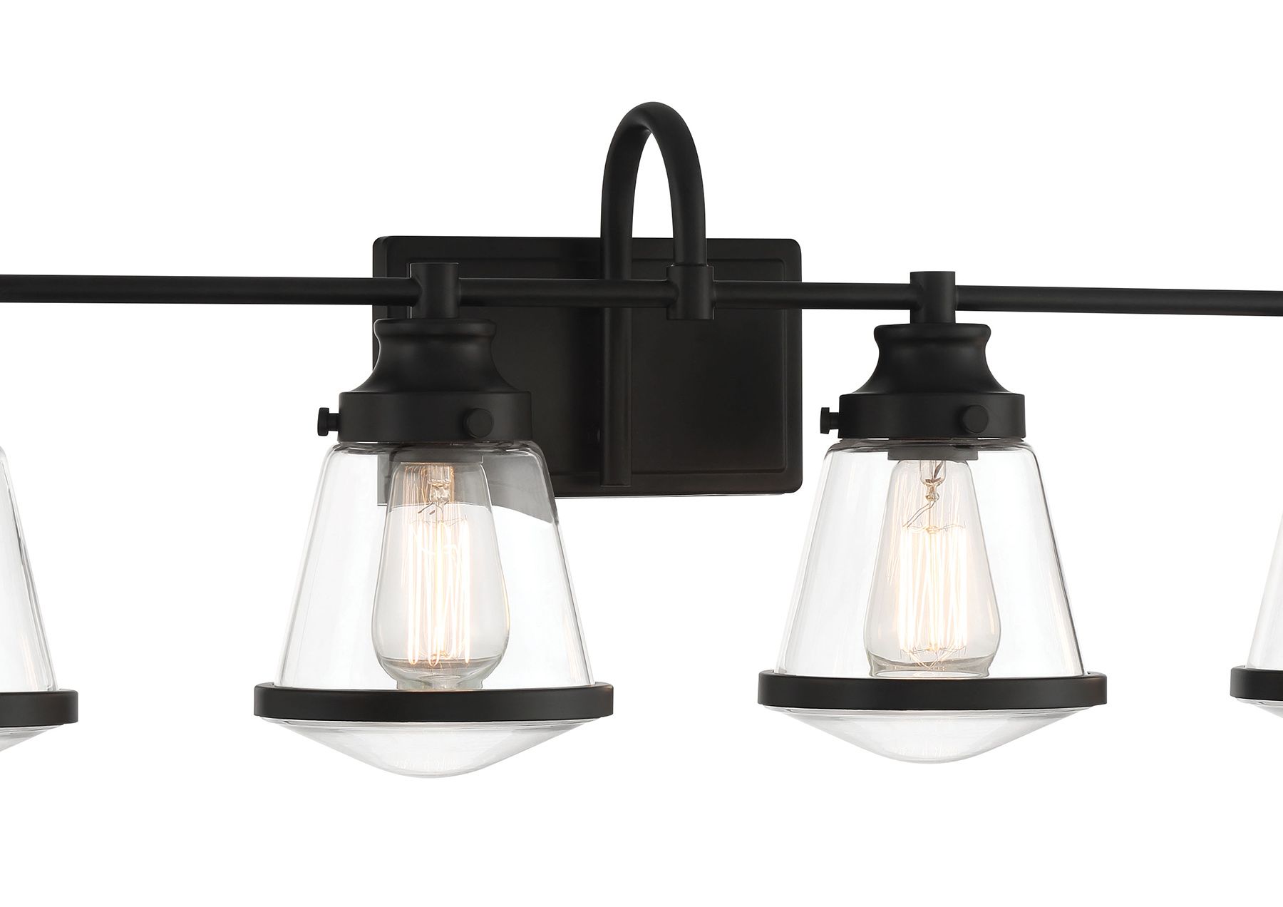 Image 6 Minka Lavery Mannsdale 4-Light Black Vanity Light with Clear Glass Shades more views