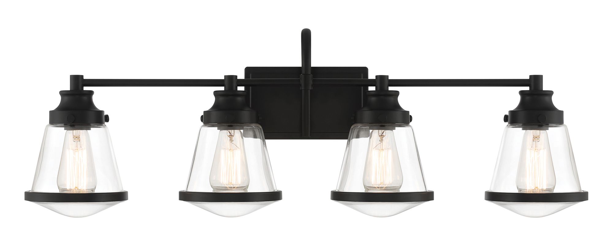 Minka Lavery Mannsdale 4-Light Black Vanity Light with Clear Glass Shades