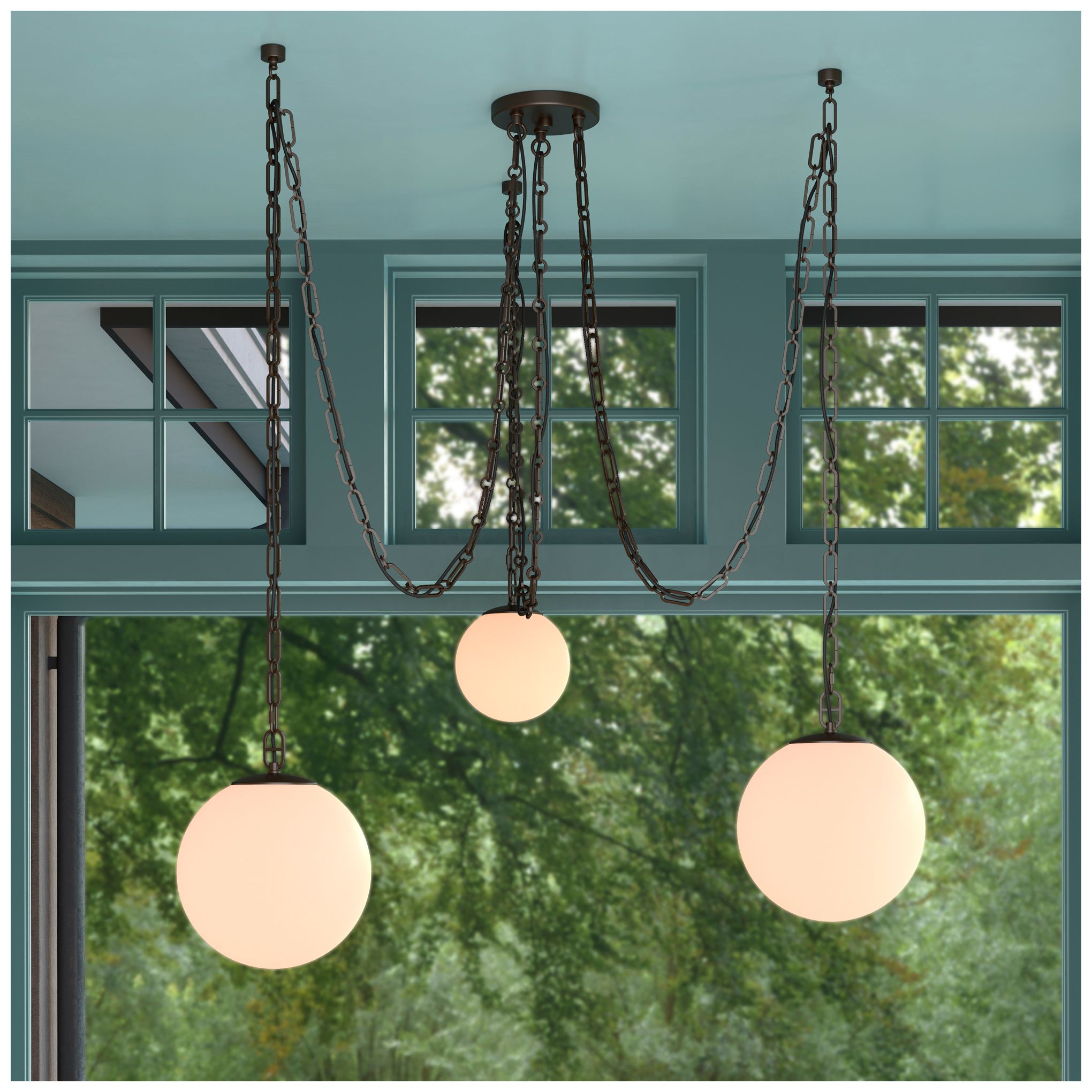 Image 2 Minka Lavery Marbelle 3-Light 81.75-in Dark Bronze Pendant with Glass Shade more views
