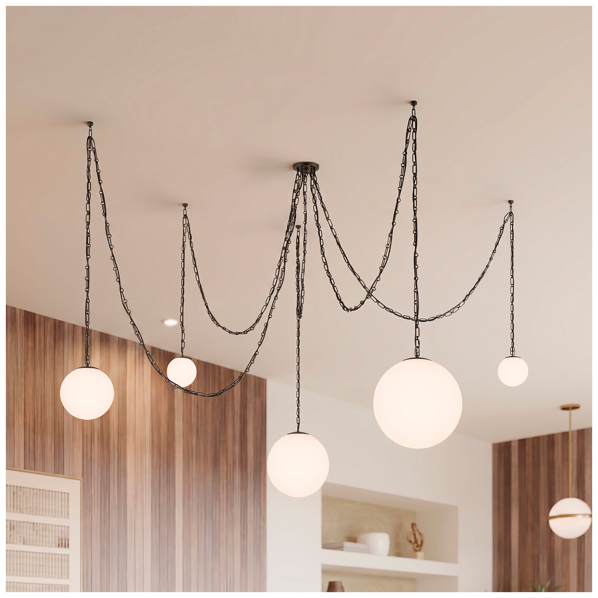 Image 2 Minka Lavery Marbelle 5-Light 84.5-in Dark Bronze Pendant with Glass Shade more views