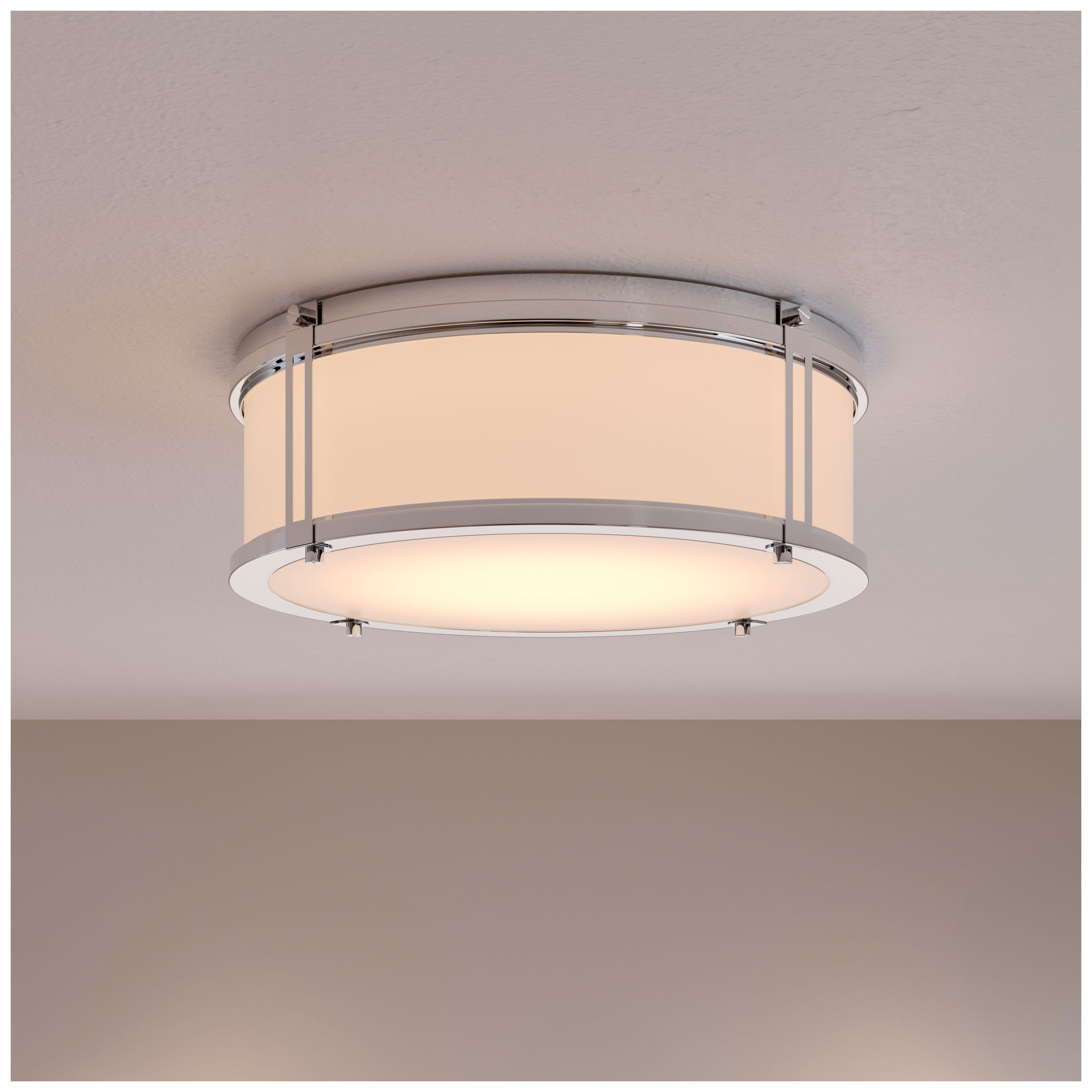 Image 2 Minka Lavery Merick LED 14.75-in Chrome Flush Mount with Glass Shade more views