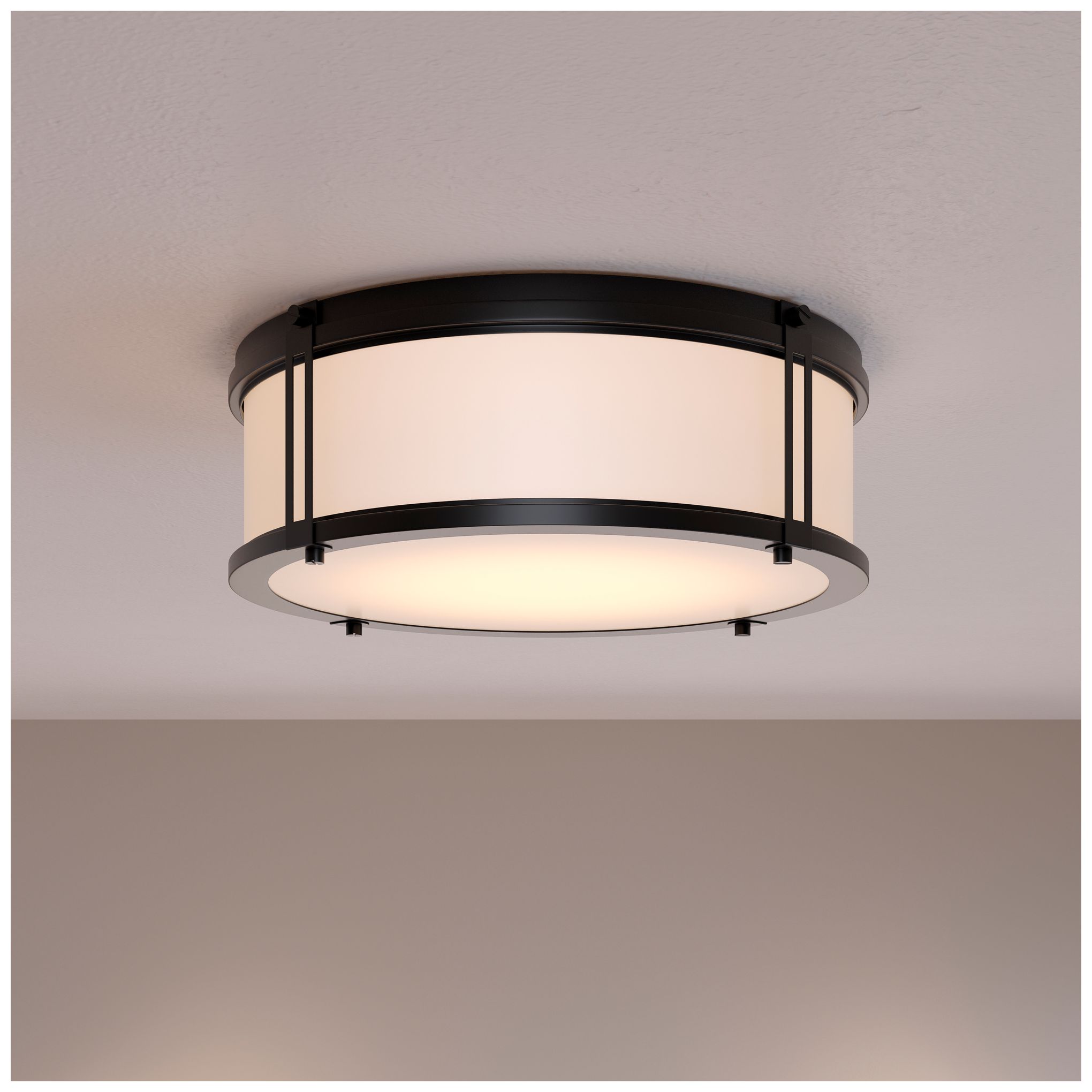 Image 2 Minka Lavery Merick LED 14.75-in Dark Matte Black Flush Mount with Shade more views