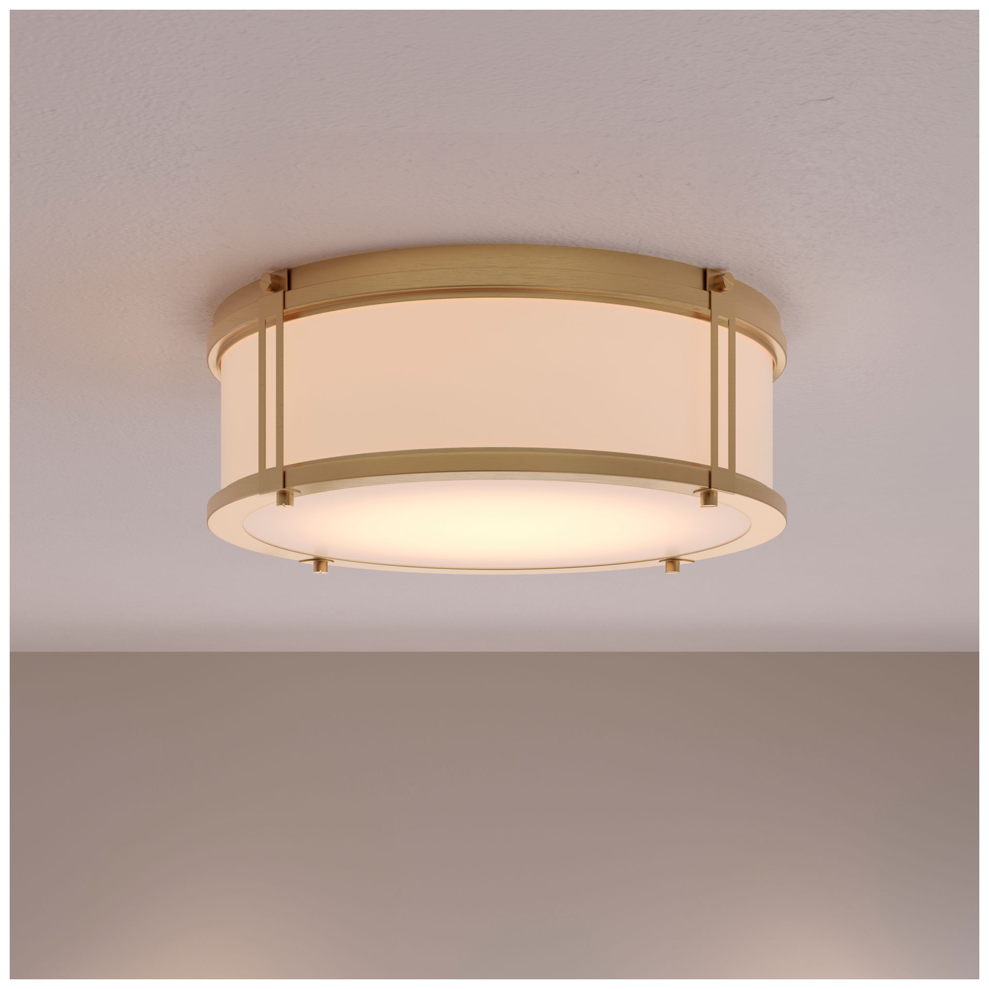 Thumbnail2 of Minka Lavery Merick LED 14.75-in Legacy Brass Flush Mount with Glass Shade more views