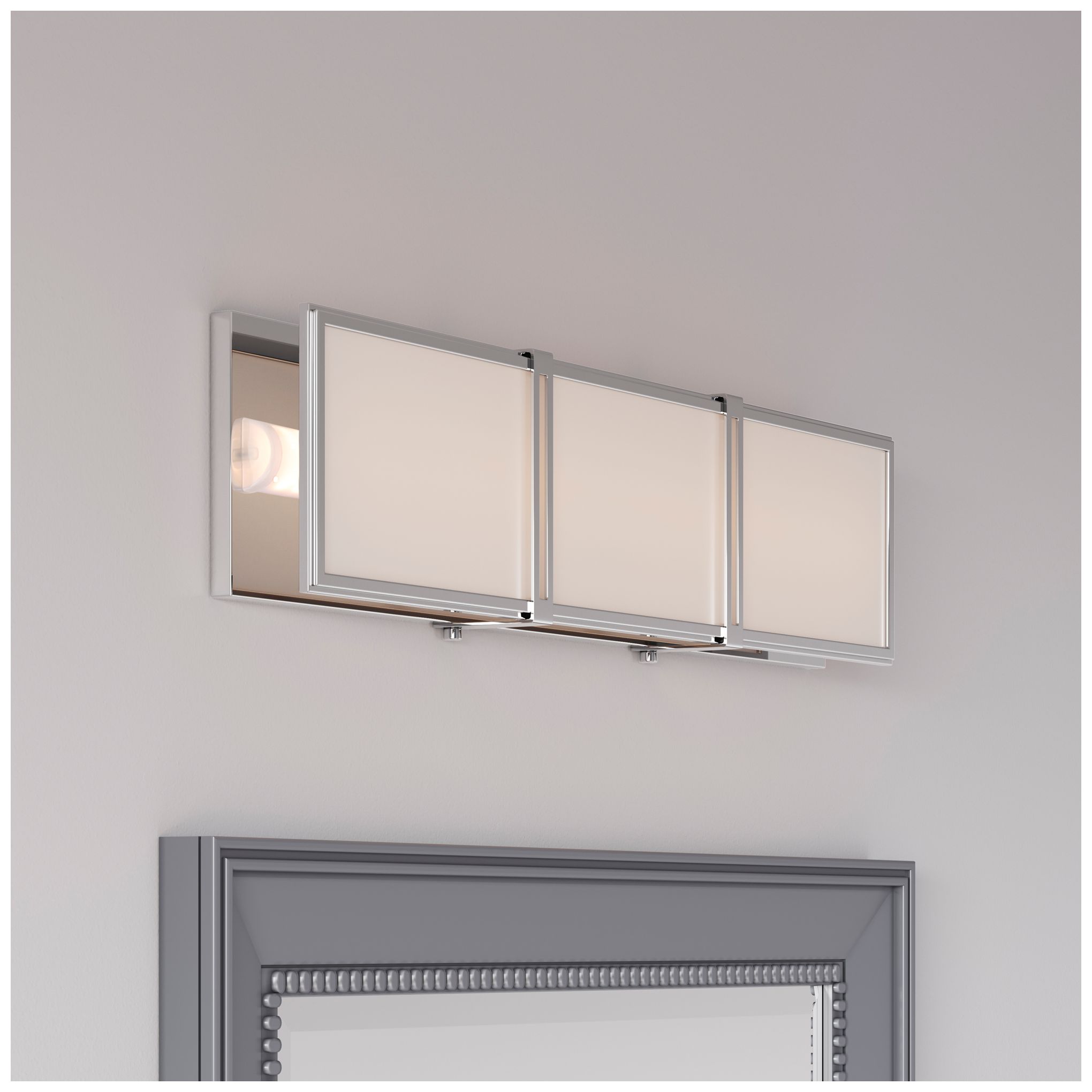 Thumbnail2 of Minka Lavery Merick LED 24-in Chrome Vanity Light with Glass Shade more views