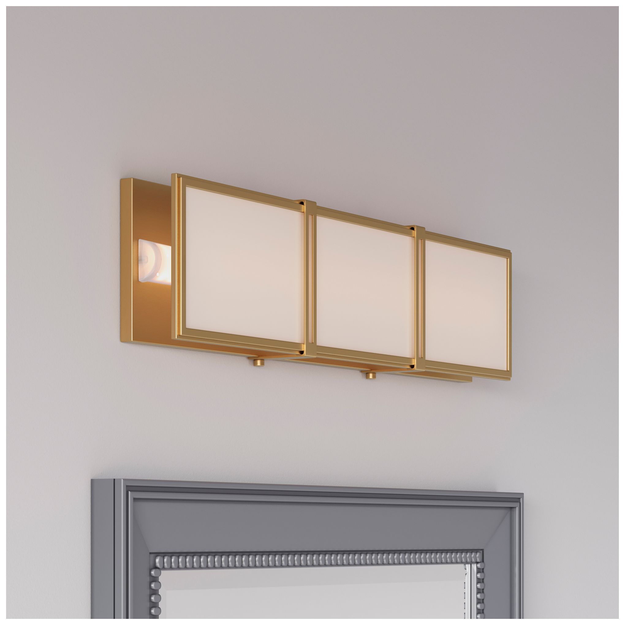 Thumbnail2 of Minka Lavery Merick LED 24-in Legacy Brass Vanity Light with Glass Shade more views