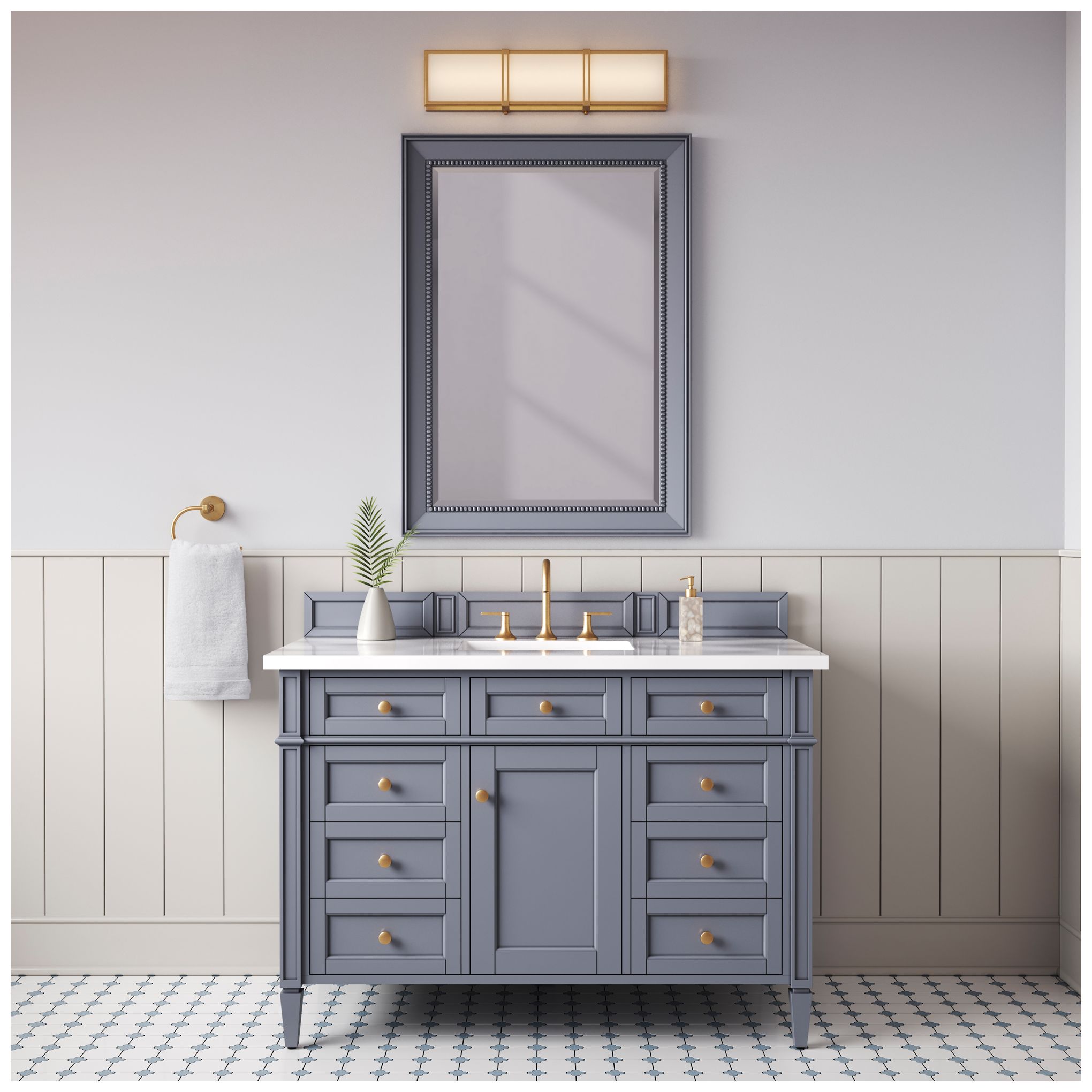 Thumbnail4 of Minka Lavery Merick LED 24-in Legacy Brass Vanity Light with Glass Shade more views