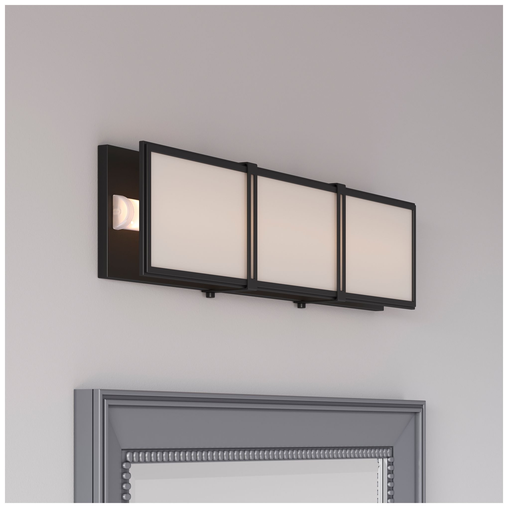 Image 2 Minka Lavery Merick LED 24in Dark Matte Black Vanity Light with Glass Shade more views