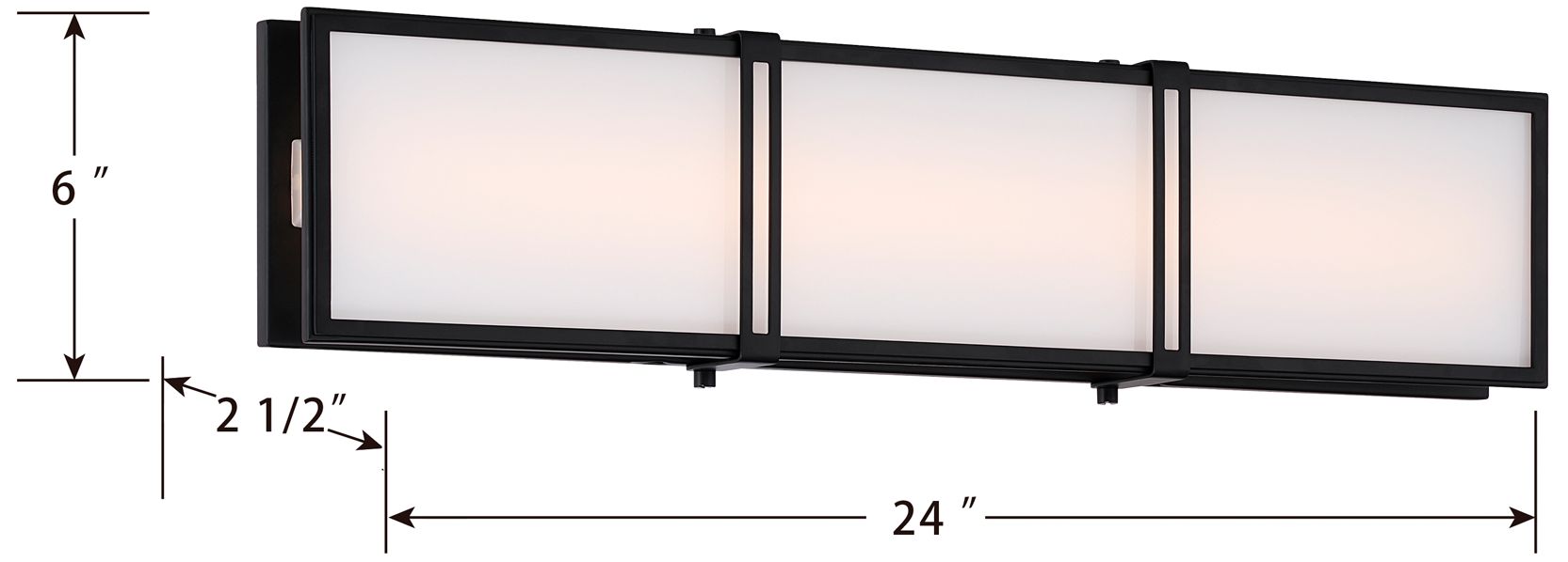 Image 6 Minka Lavery Merick LED 24in Dark Matte Black Vanity Light with Glass Shade more views