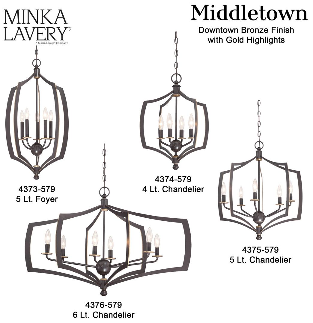 Image 5 Minka-Lavery Middletown 5-Light Downtown Bronze and Gold Chandelier more views