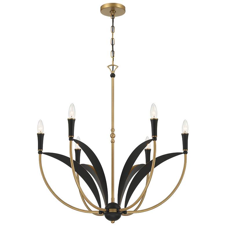 Image 1 Minka-Lavery Miller 6-Light 28.25-in Brass and Black Indoor Chandelier