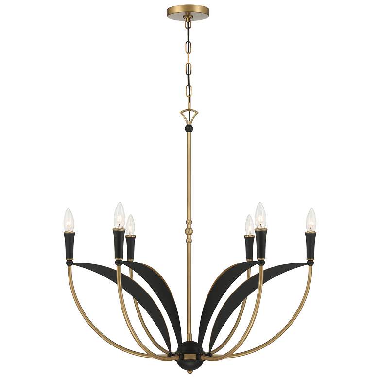 Image 2 Minka-Lavery Miller 6-Light 28.25-in Brass and Black Indoor Chandelier more views