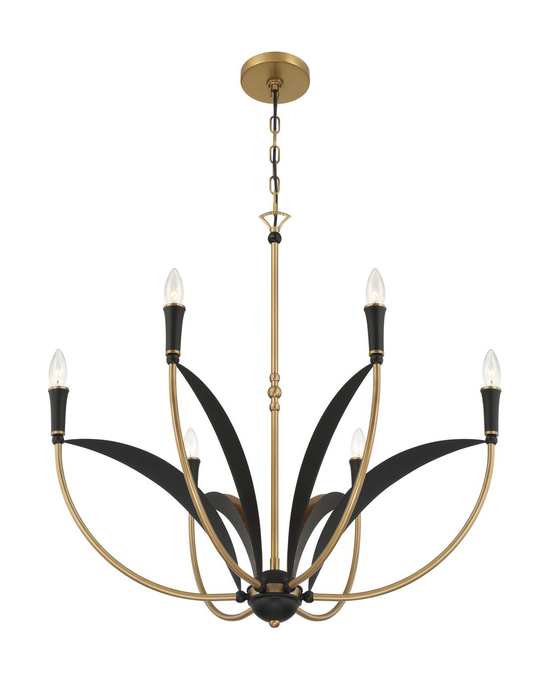 Minka-Lavery Miller 6-Light 28.25-in Brass and Black Indoor Chandelier