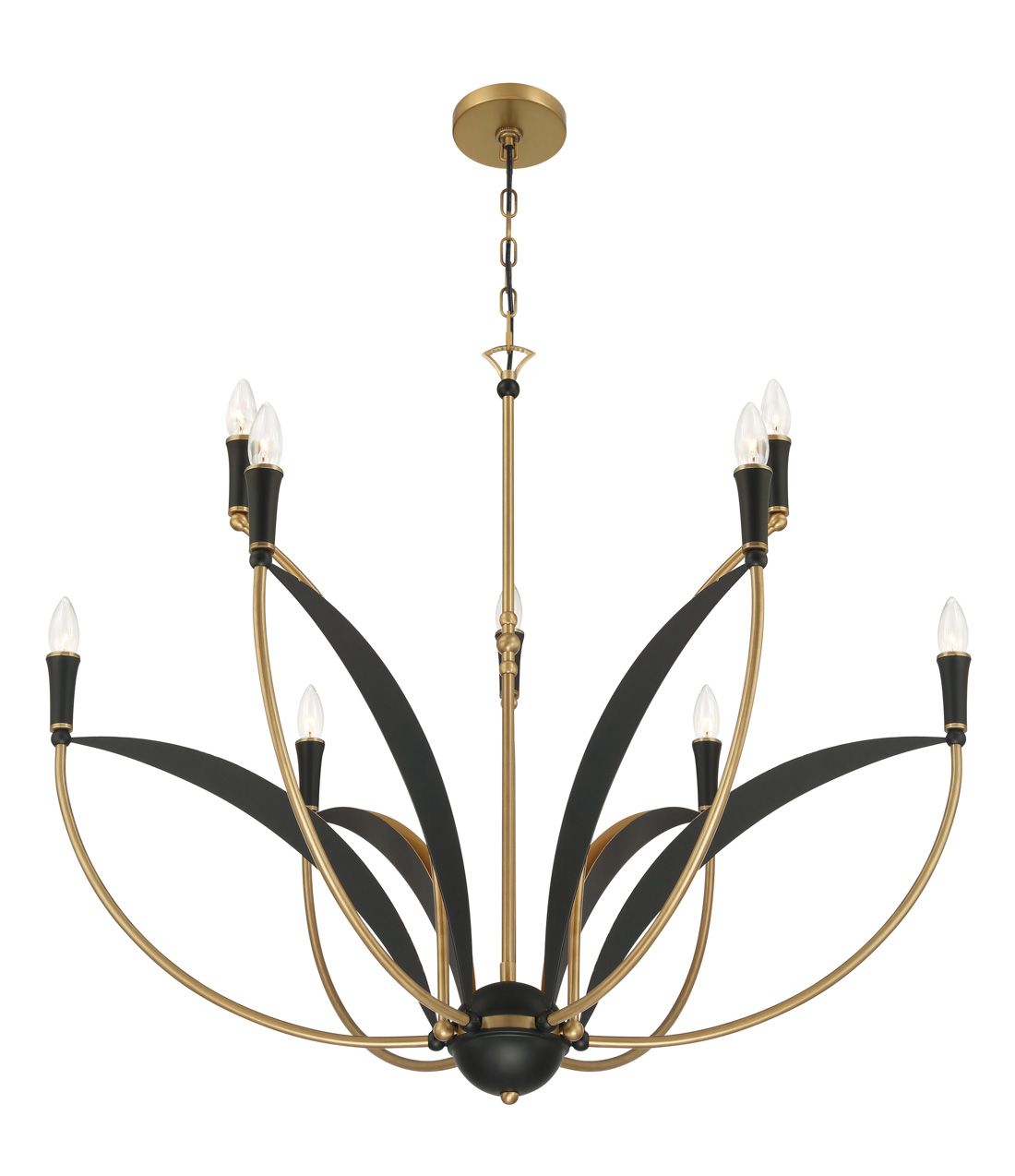 Minka-Lavery Miller 9-Light 35.5-in Brass and Black Indoor Chandelier