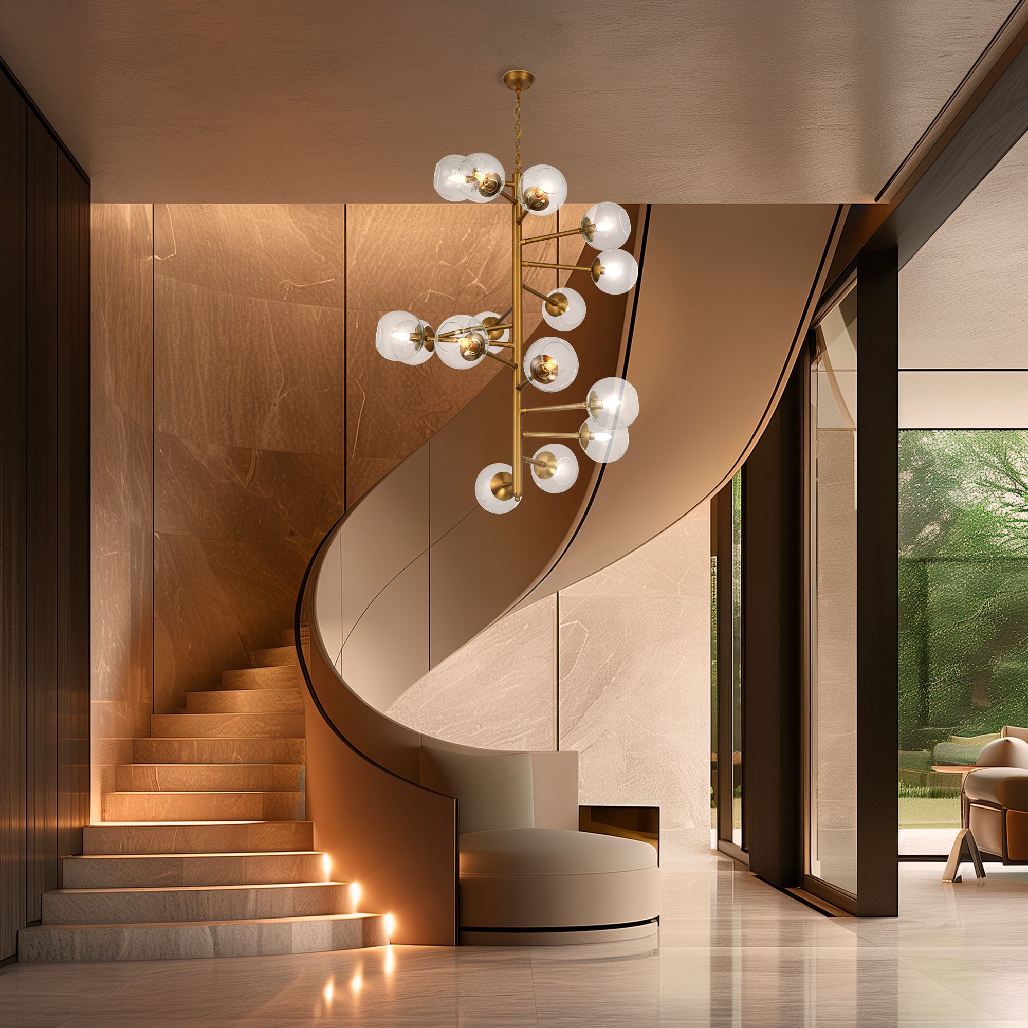 Image 7 Minka Lavery Millikan 15-Light 38.75-in Brass Pendant with Glass Shades more views