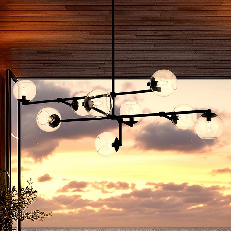 Image 1 Minka Lavery Millikan 9-Light 64-in Black Pendant with Clear Glass Shades