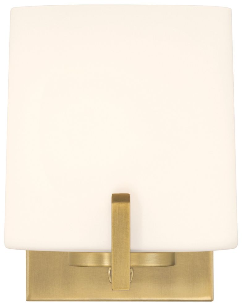 Image 2 Minka Lavery Mirelle 1-Light 6in Legacy Brass Vanity Light with Glass Shade more views