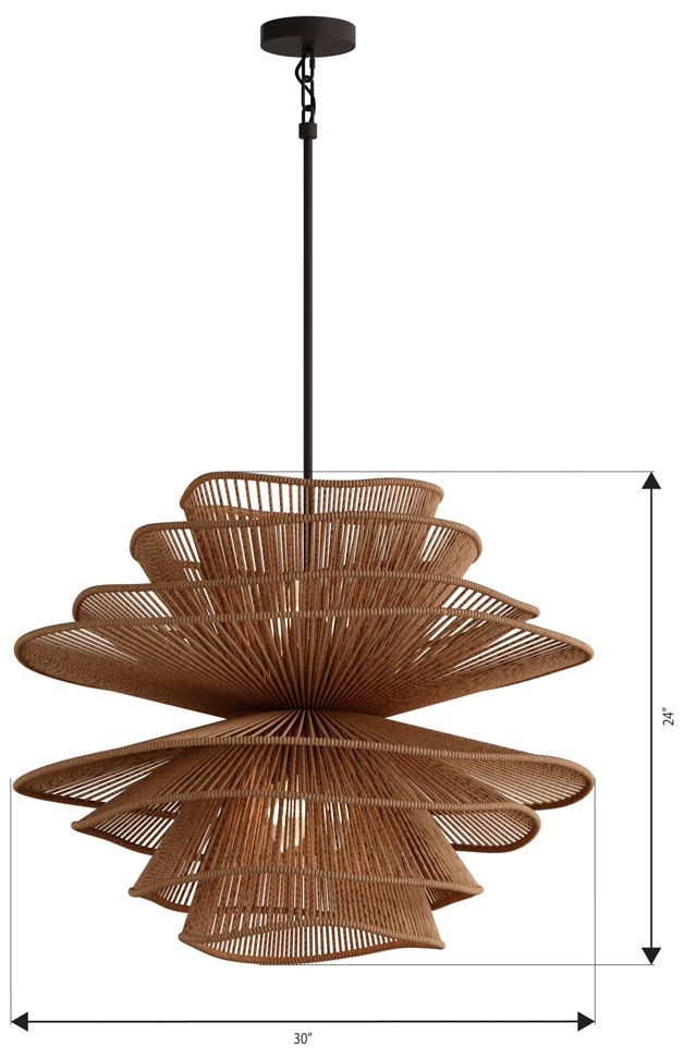 Minka Lavery Mireth 6-Light 28-in Dark Bronze Pendant with Raffia Shade