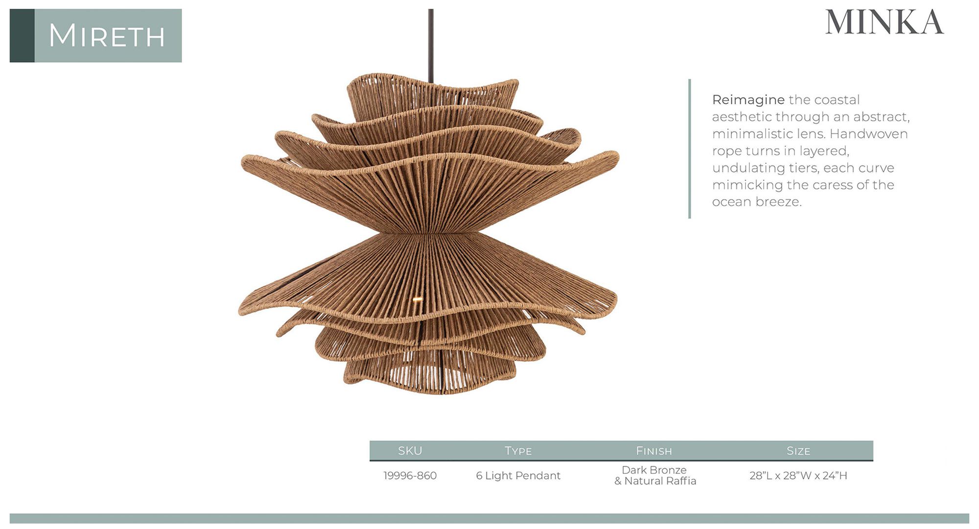 Minka Lavery Mireth 6-Light 28-in Dark Bronze Pendant with Raffia Shade