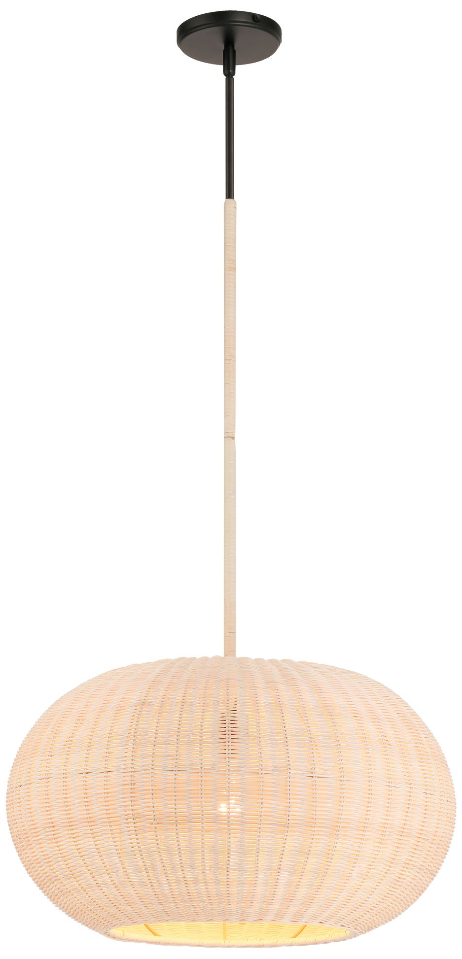 Image 2 Minka-Lavery Modjeska 1-Light Coal Black Pendant with Natural Rattan Shade