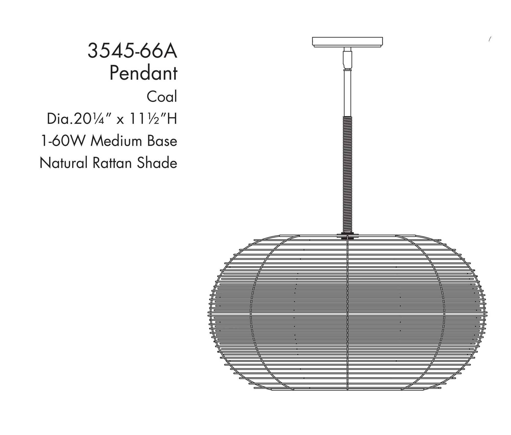 Image 7 Minka-Lavery Modjeska 1-Light Coal Black Pendant with Natural Rattan Shade more views