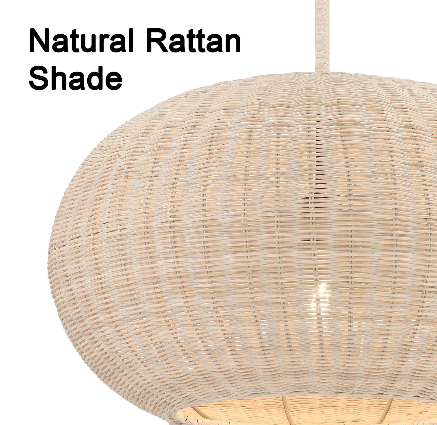Minka-Lavery Modjeska 1-Light Coal Black Pendant with Natural Rattan Shade