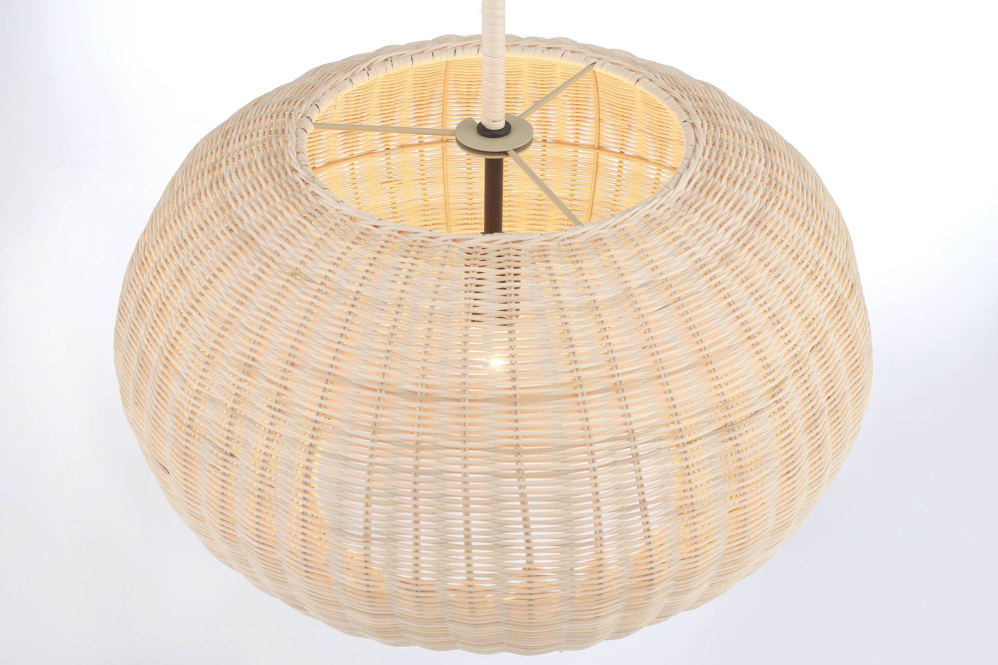 Minka-Lavery Modjeska 1-Light Coal Black Pendant with Natural Rattan Shade