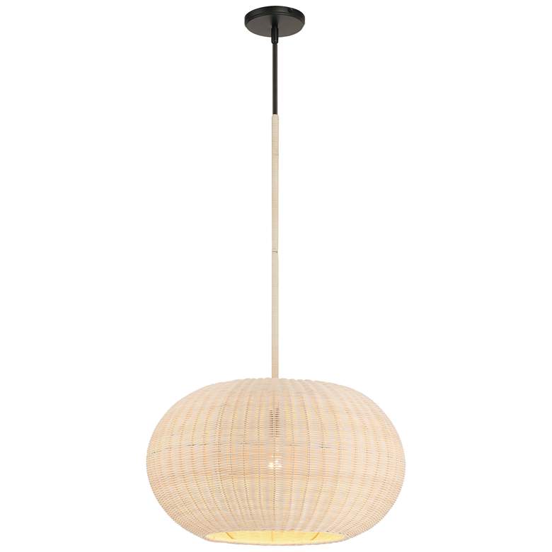 Image 2 Minka-Lavery Modjeska 20" Wide Black and Natural Rattan Shade Pendant